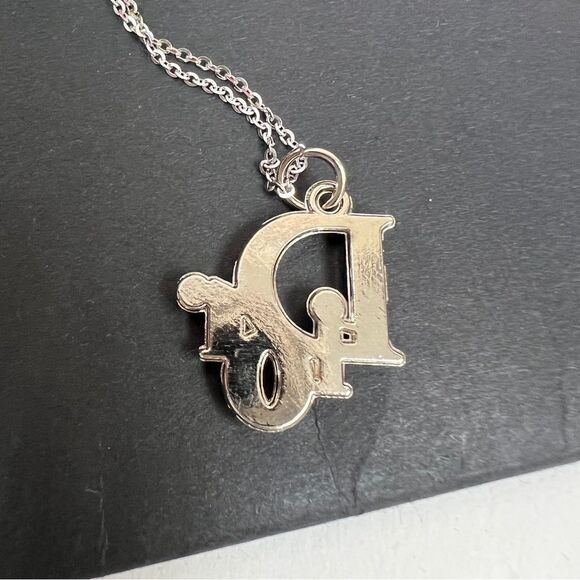 Upcycled Custom 925 Silver Necklace Flash O Chain w/ Christian Dior Charm - Picture 6 of 8